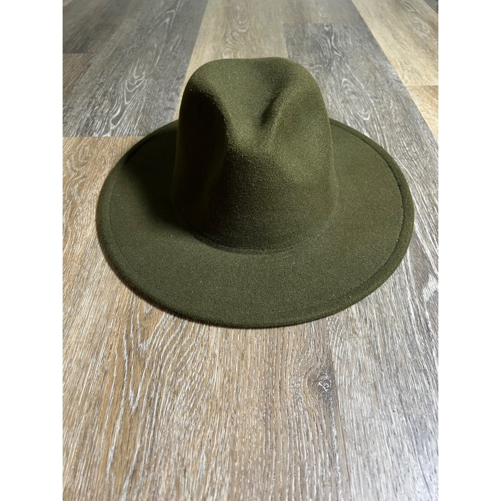 Wide Brim Fedora Hat Unisex OS Olive Green‎ Red Bottom Excellent Classic